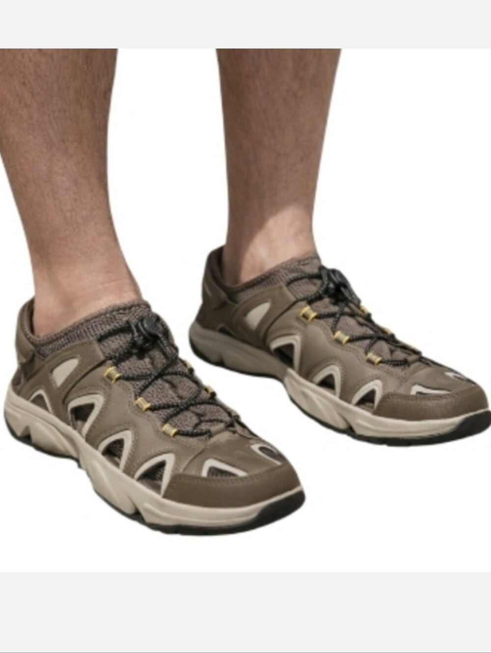 Eddie Bauer Lake Trail Water Sandals Bungee Lace Lightweight Brown‎ Men's Size 9